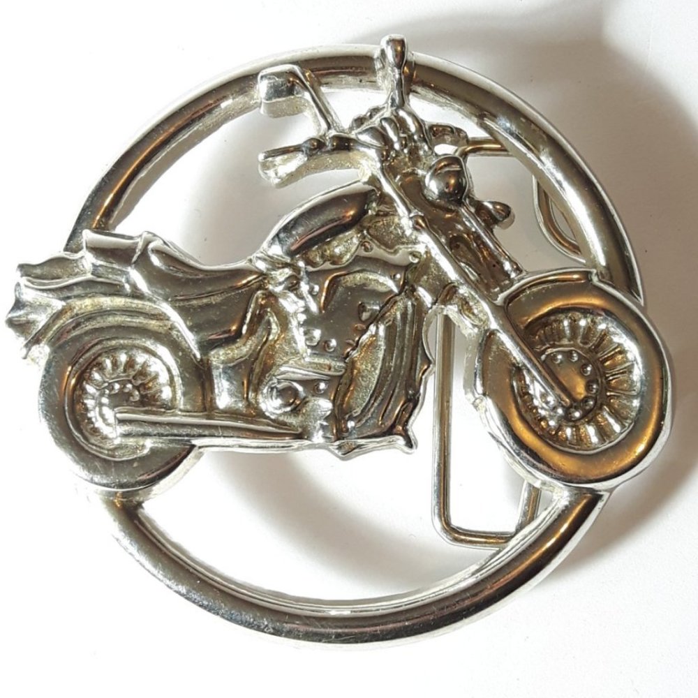 Large Motorcycle Belt Buckle - Chrome Style